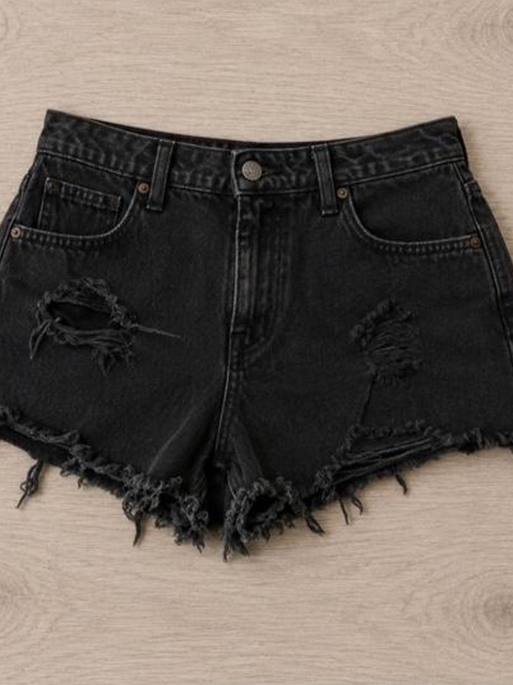 Forever 21 Black Distressed High-Rise Jean Shorts